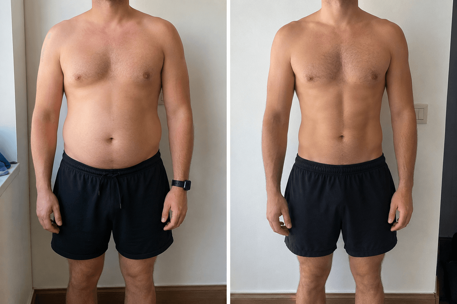 Before and after of a weight management case with GLP-1 treatment